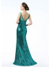 Mermaid Sequin V Back Long Evening Dress